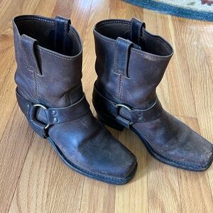 Frye Harness Boots, 5” shaft height, brown leather